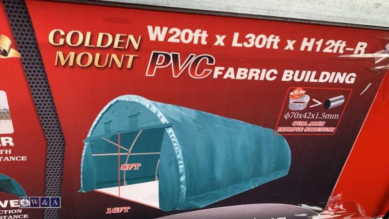 GOLDEN MOUNT W20ft x L30ft x H12ft fabric building (unused)