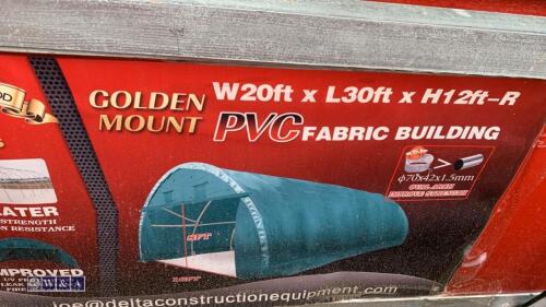 GOLDEN MOUNT W20ft x L30ft x H12ft fabric building (unused)