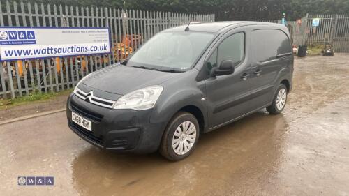 2018 CITROEN BERLINGO 625 EN-PRISE BLUEHDI ad-blue 3-seater van with side loading door (CN68 HGY)(Only part V5 in office)