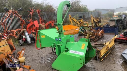 GREENMECH CM152 TMP tractor mounted wood chipper c/w hyd feed & Pto shaft (s/n 328H)