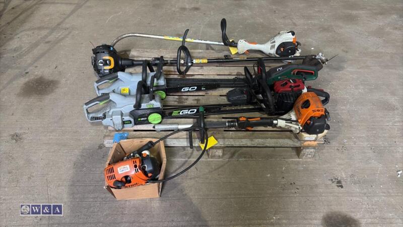 COBRA HT62C hedge trimmer & STIHL FS40 strimmer & 2 x EGO battery chainsaws