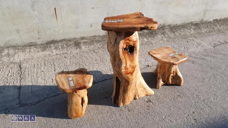 Driftwood table c/w 2 x stools