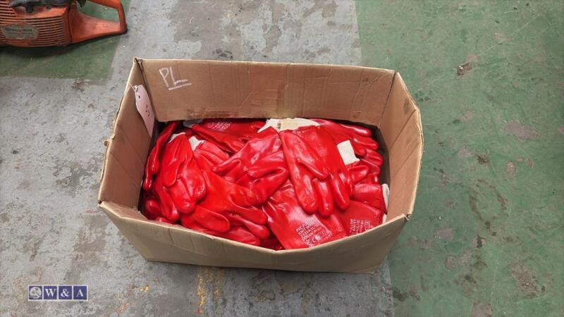 PVC knit wrist protective gloves, dipped coating (red)