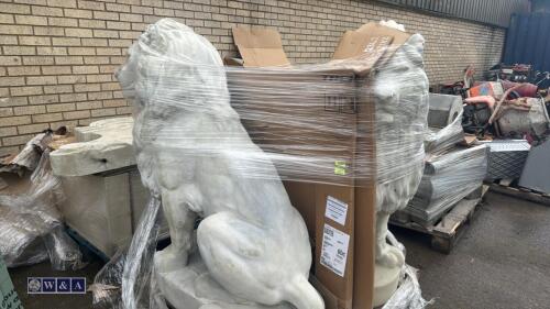 Pair of cast sandstone lions