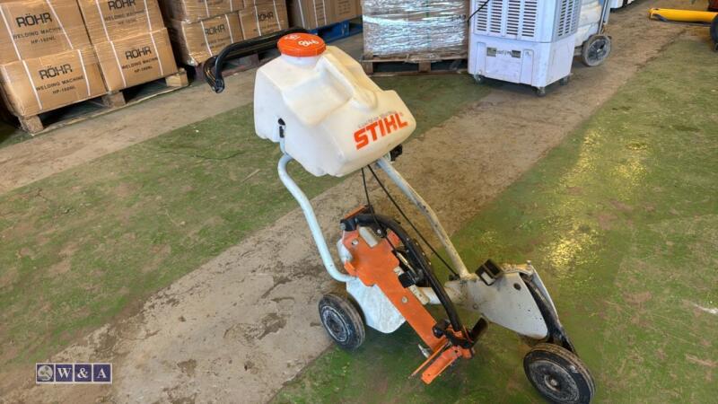 STIHL stone saw trolley c/w dust suppression bottle