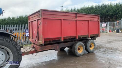 Red twin axle tipping trailer