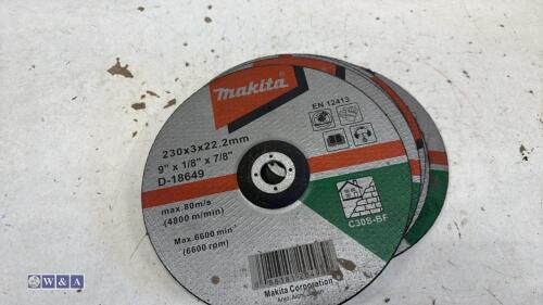 Quantity of MAKITA cutting discs (approx 9'' x 1/8'' x 7/8'')