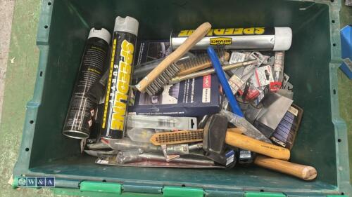 Box of miscelleanous including drill bits, hammers