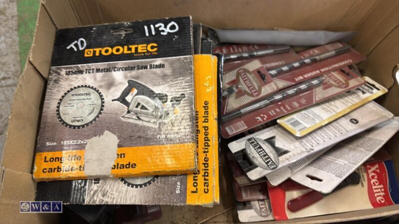 Box of saw blades & drill bits