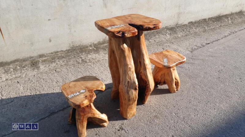 Driftwood table c/w 2 x stools