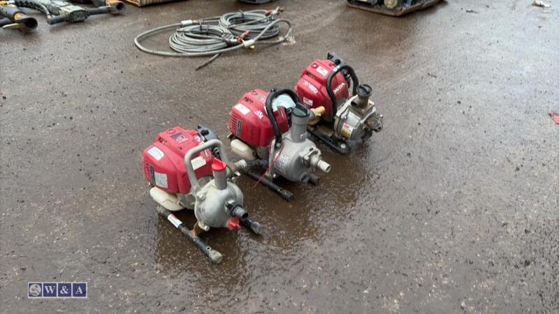 3 x HONDA 1'' petrol water pumps