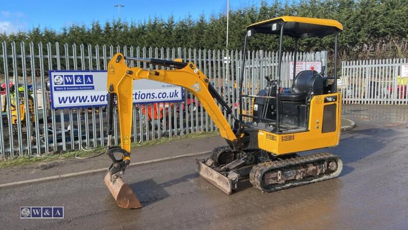 2021 JCB 16C rubber tracked excavator (s/n 3029252) with bucket, blade, piped & expanding tracks