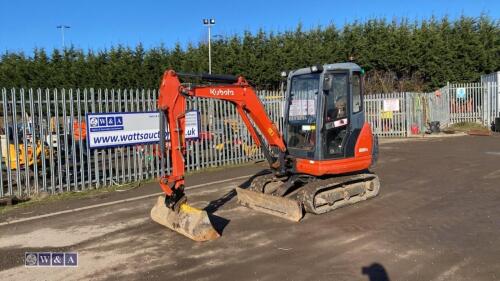 2016 KUBOT KX61-3 rubber tracked excavator (383724) with bucket, blade, piped & Q/hitch