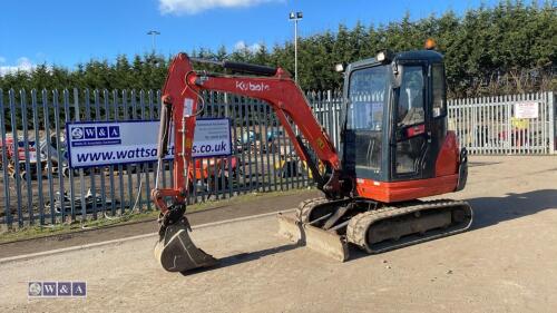 2016 KUBOT KX61-3 rubber tracked excavator (3281045) with bucket, blade, piped & Q/hitch