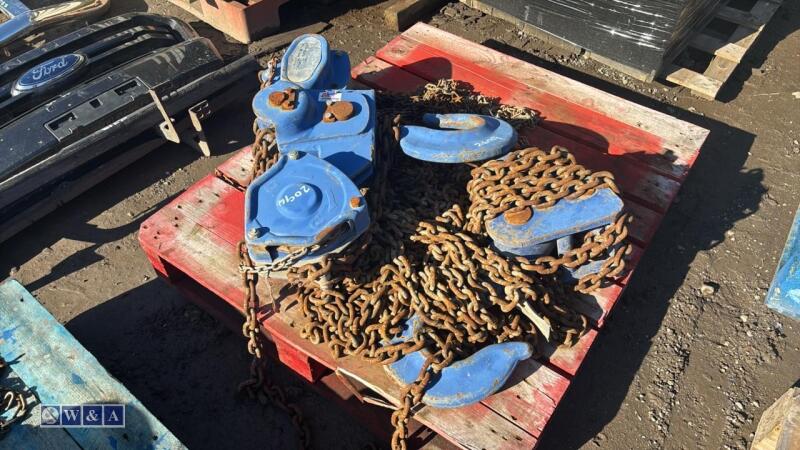 Pallet of LIFTING GEAR 30t blocks & chains