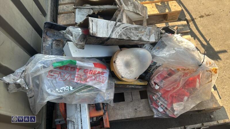 Pallet of miscellaneous including BOSCH breaker, SILVERLINE tile saw, HILTI nails etc