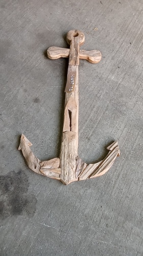 Driftwood anchor sculpture