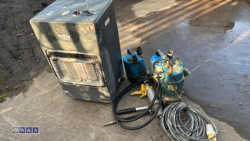 Quantity of miscellanous including submersible pumps & heater