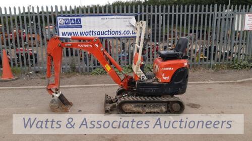 2012 KUBOTA K008-3 rubber tracked micro excavator (s/n 23462) with 2 buckets, blade, piped & expanding tracks